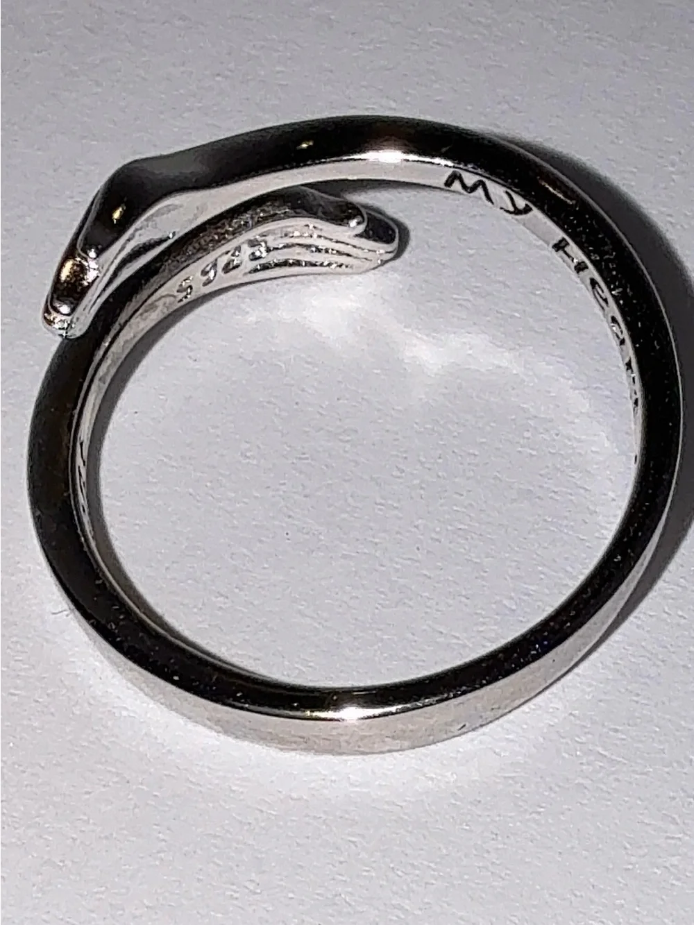 925 Sterling Silver Hug Ring Engraved 